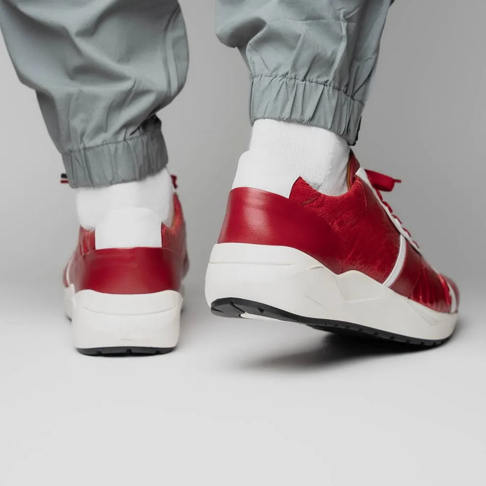 Marco Di Milano Lyon Red / White Ostrich Leg & Calfskin Sneakers