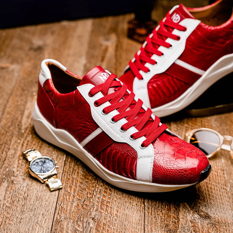 Marco Di Milano Lyon Red / White Ostrich Leg & Calfskin Sneakers