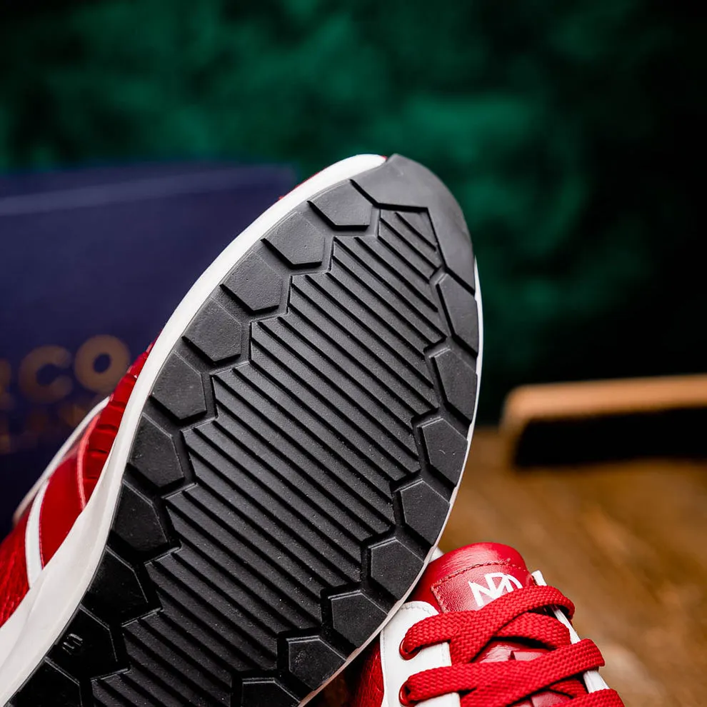 Marco Di Milano Lyon Red / White Ostrich Leg & Calfskin Sneakers