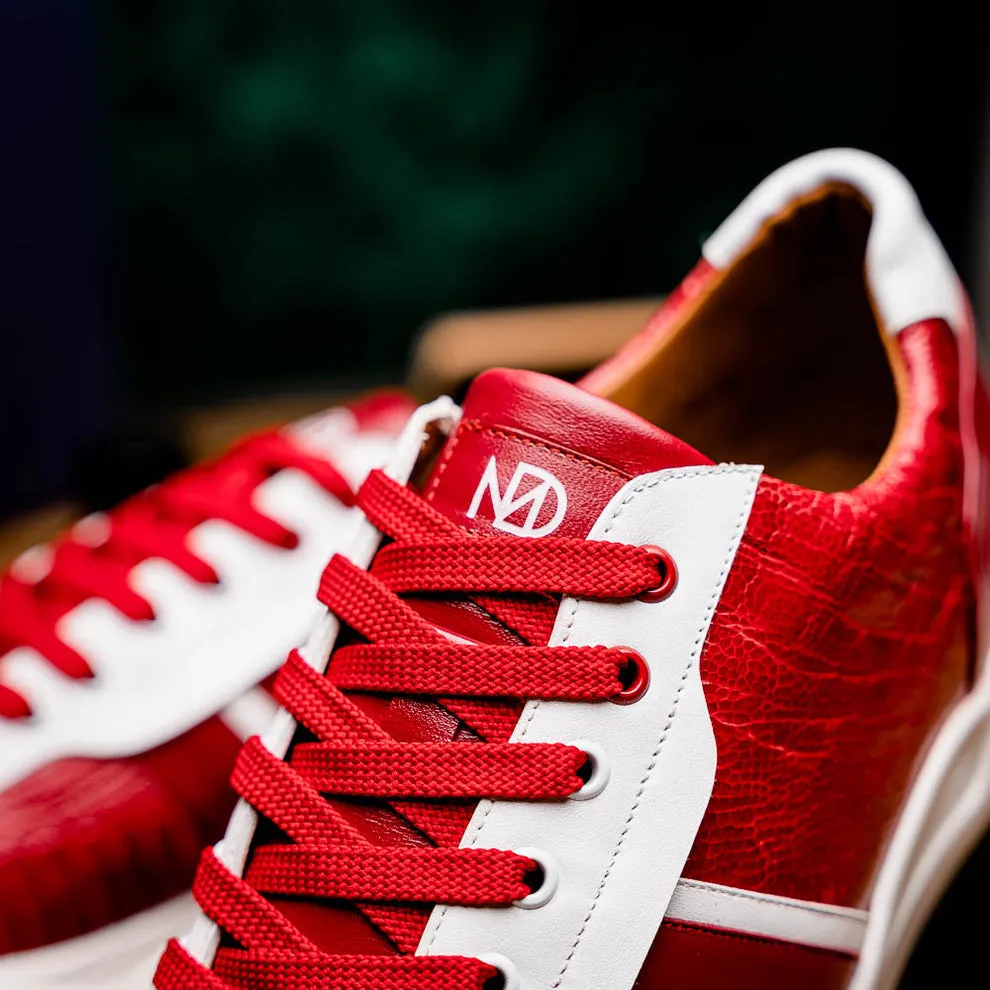 Marco Di Milano Lyon Red / White Ostrich Leg & Calfskin Sneakers