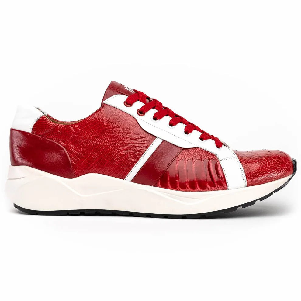 Marco Di Milano Lyon Red / White Ostrich Leg & Calfskin Sneakers