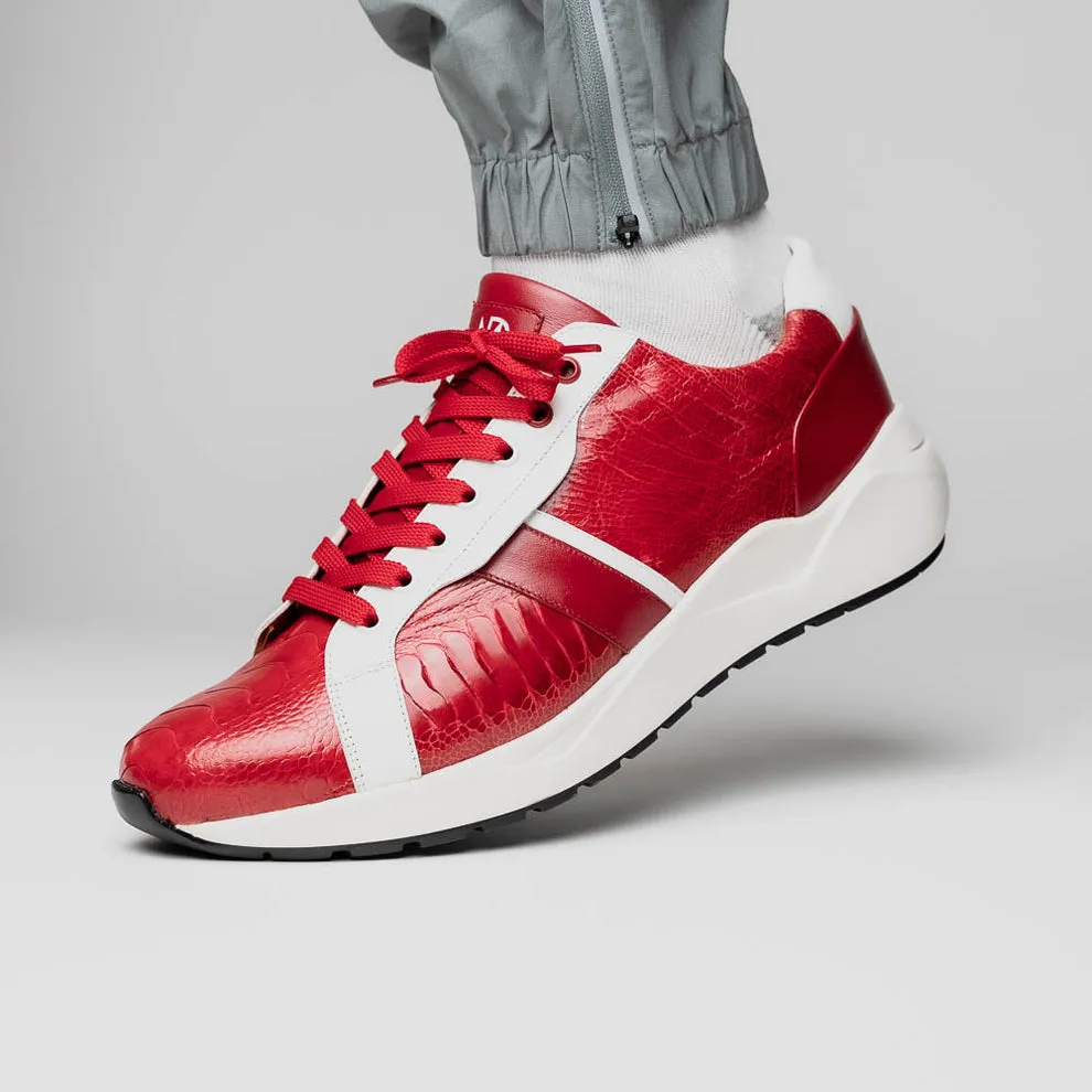 Marco Di Milano Lyon Red / White Ostrich Leg & Calfskin Sneakers