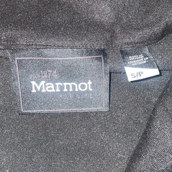 Marmot small / woman’s Black Zip Softshell Fleece-Lined Vest Faux Fur Trim Hood