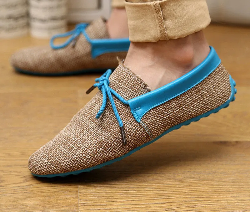 men shoes spring summer breathable fashion weaving Woven men casual flat shoes lace-up loafers comfortable mocassins