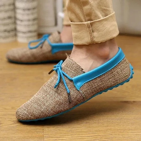men shoes spring summer breathable fashion weaving Woven men casual flat shoes lace-up loafers comfortable mocassins