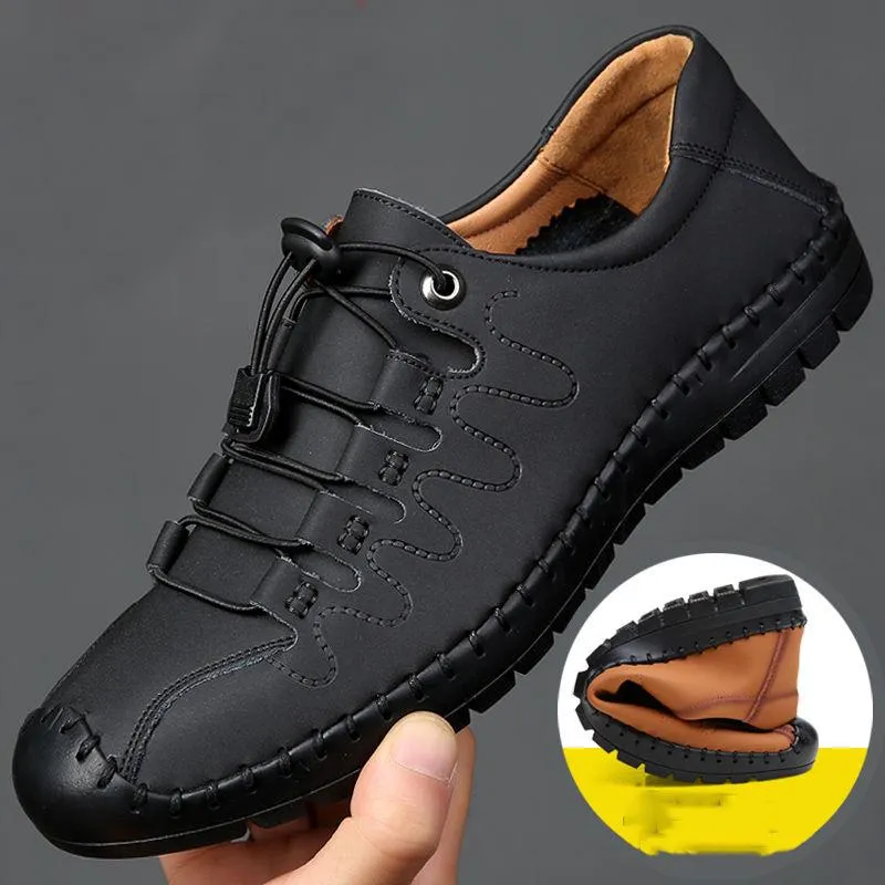 Men Winter Shoes Warm Fashion Genuine Leather Snow Boots Waterproof Boots Men's Plush Warm Boots