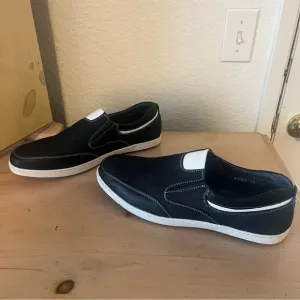 Men's Black Slip-On Denim and Leather