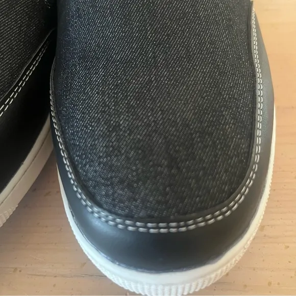 Men's Black Slip-On Denim and Leather
