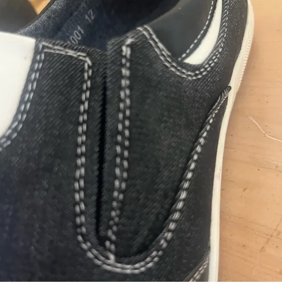 Men's Black Slip-On Denim and Leather