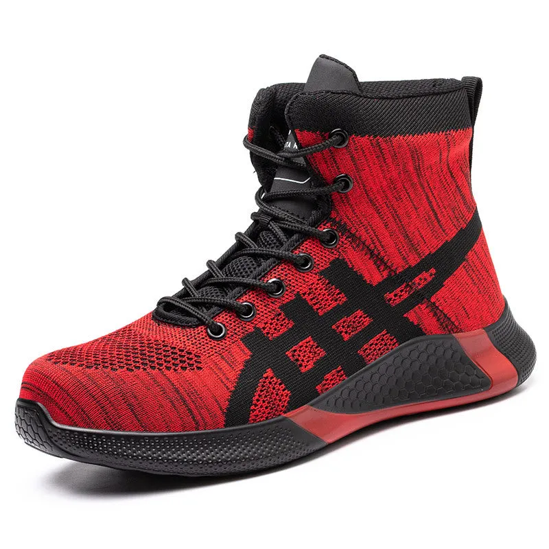 Men's Breathable Fly Woven Surface Safety Shoes