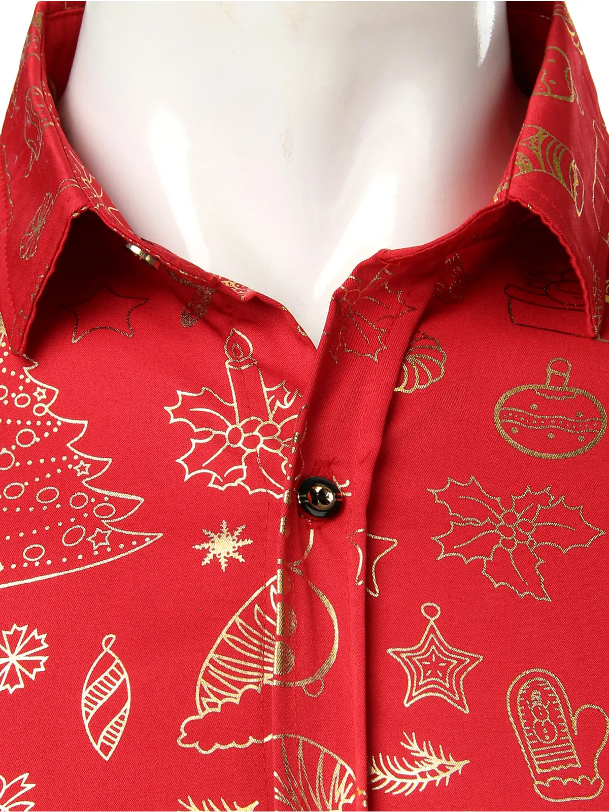 Men's Christmas Print Holiday Regular Fit Long Sleeve Shirt