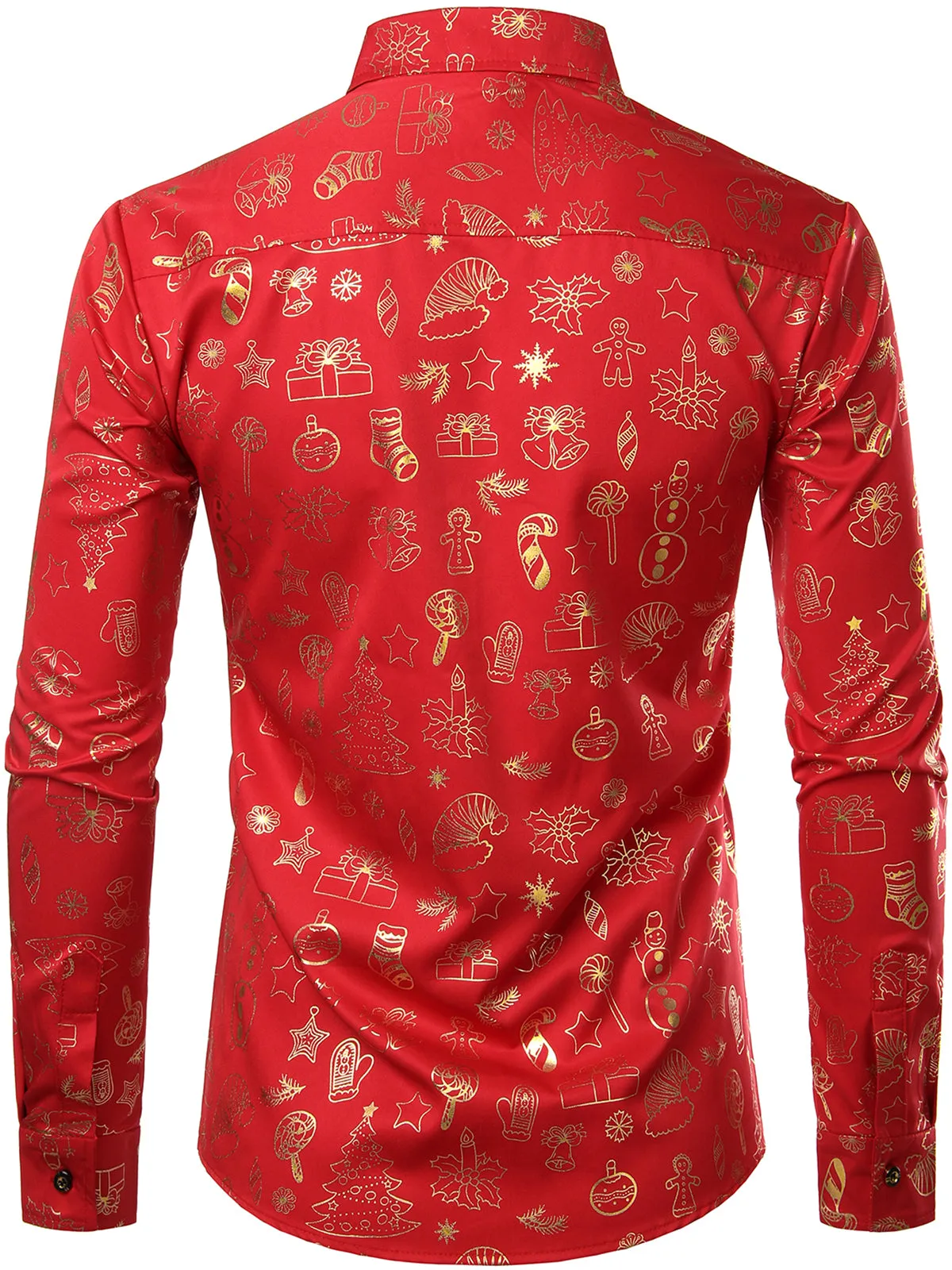 Men's Christmas Print Holiday Regular Fit Long Sleeve Shirt