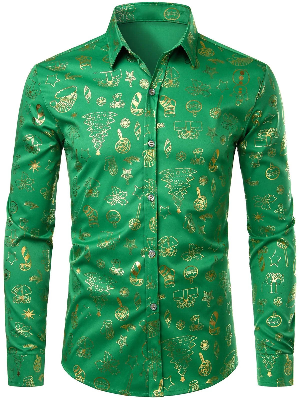 Men's Christmas Print Holiday Regular Fit Long Sleeve Shirt