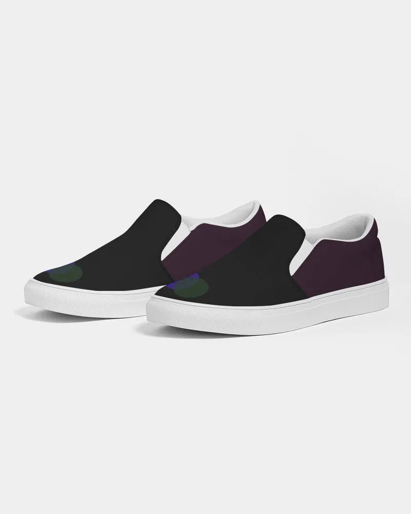 Men's Dark Green & Blue (Burgundy Back) Slip-On Canvas Shoe