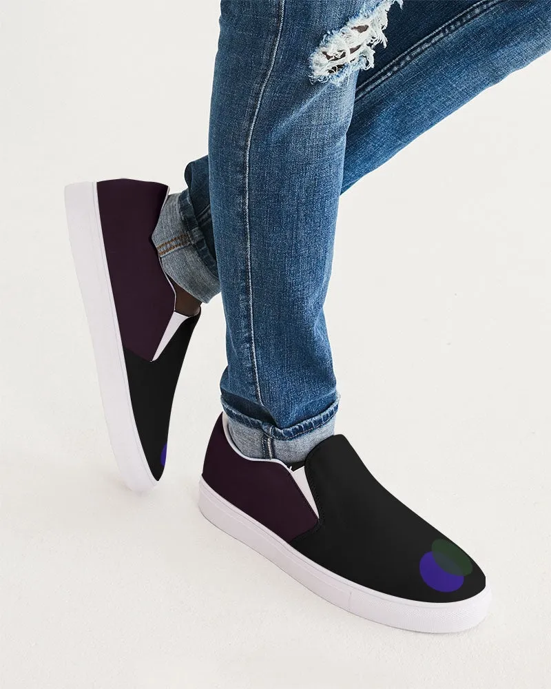 Men's Dark Green & Blue (Burgundy Back) Slip-On Canvas Shoe