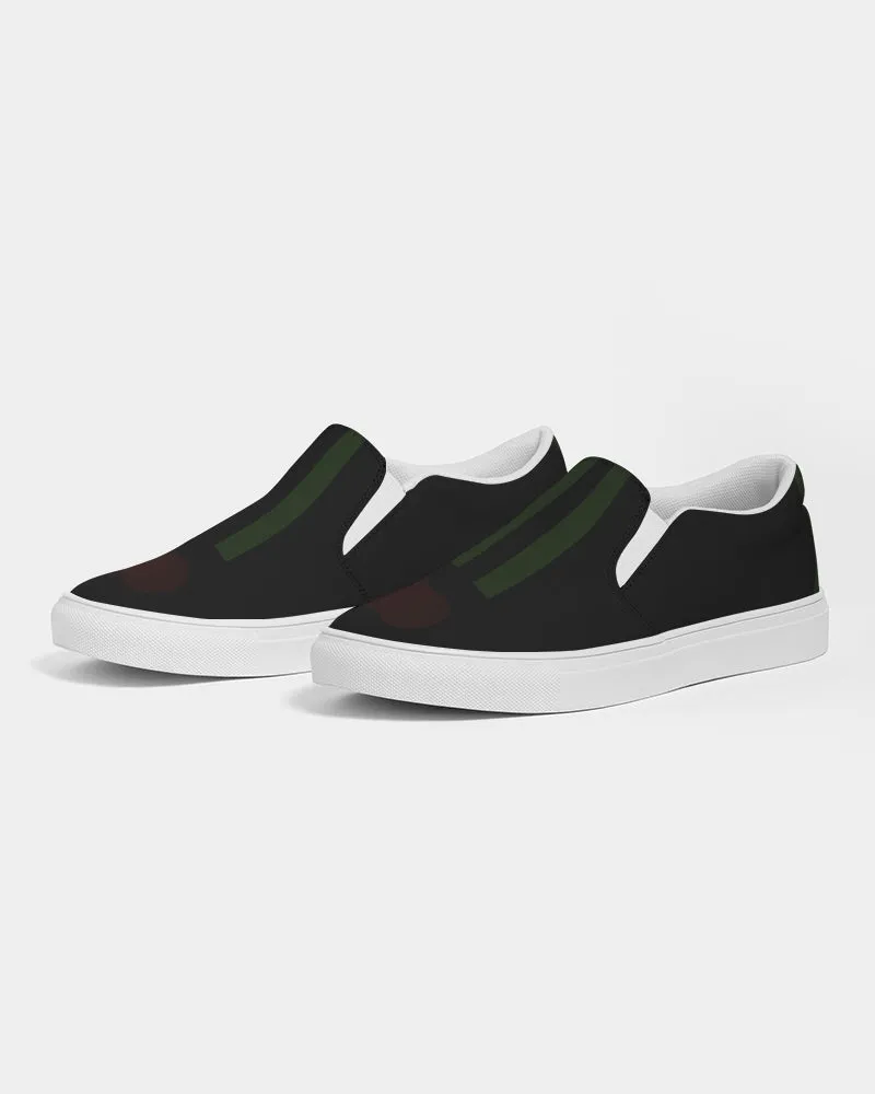 Mens Deep Dark & Green Slip-On Canvas Shoe