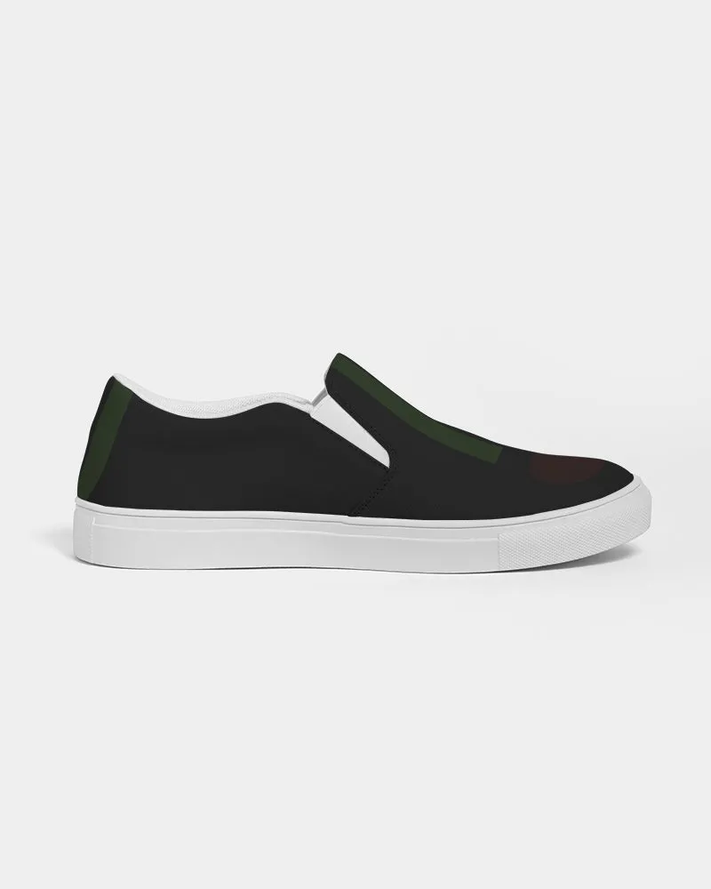 Mens Deep Dark & Green Slip-On Canvas Shoe