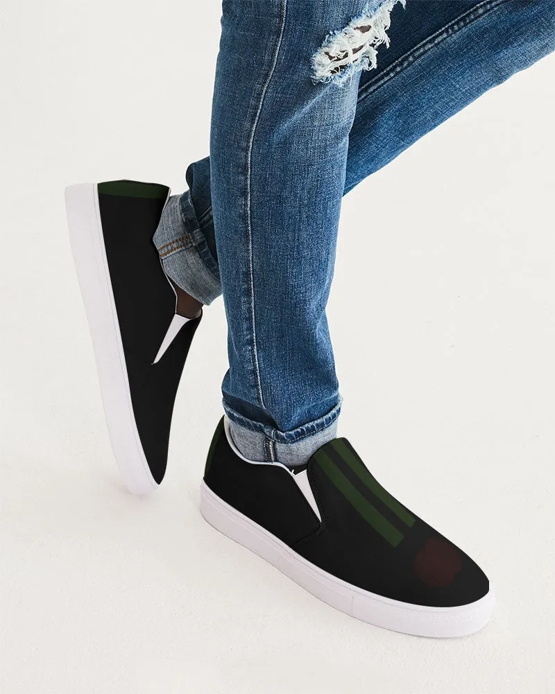 Mens Deep Dark & Green Slip-On Canvas Shoe