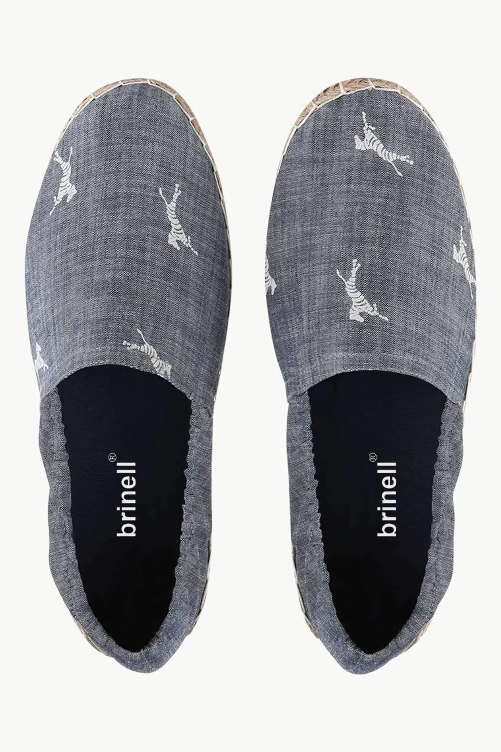Mens Elastic Zebra Denim Espadrilles