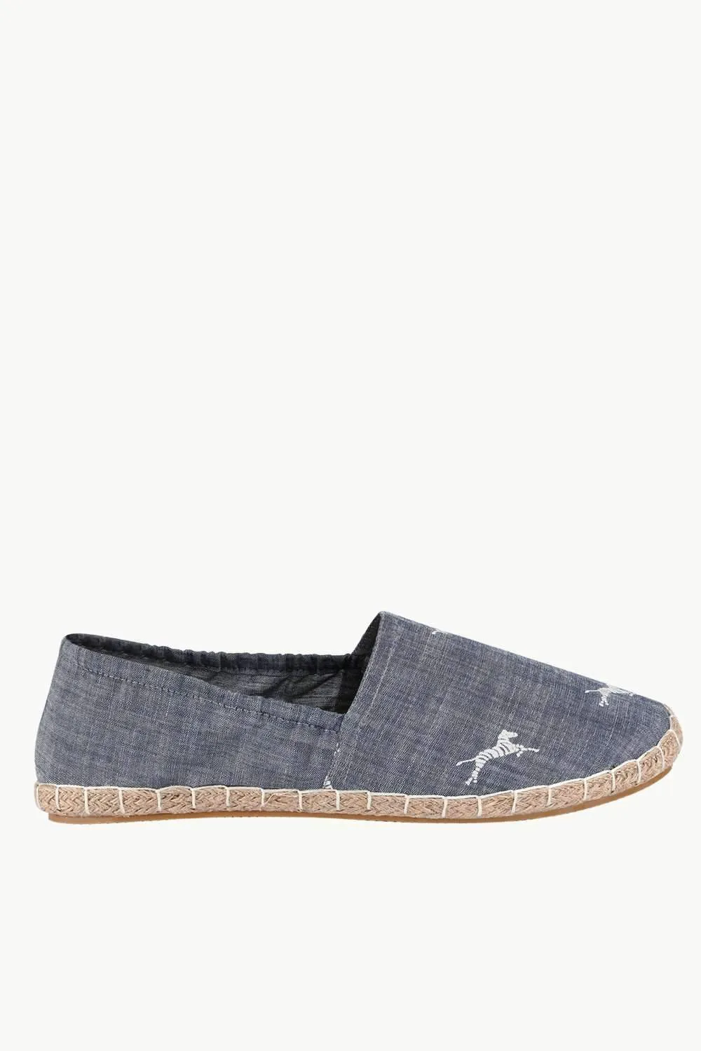 Mens Elastic Zebra Denim Espadrilles