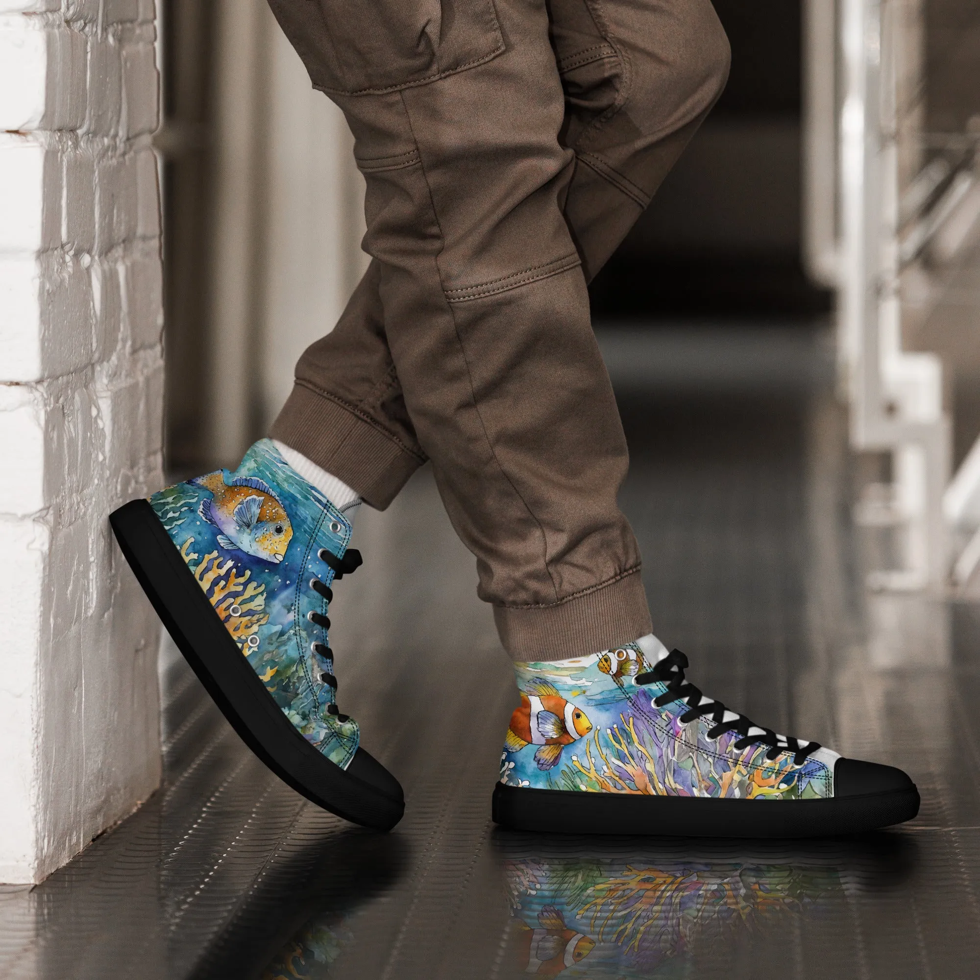Men's Ocean Watercolor High Tops