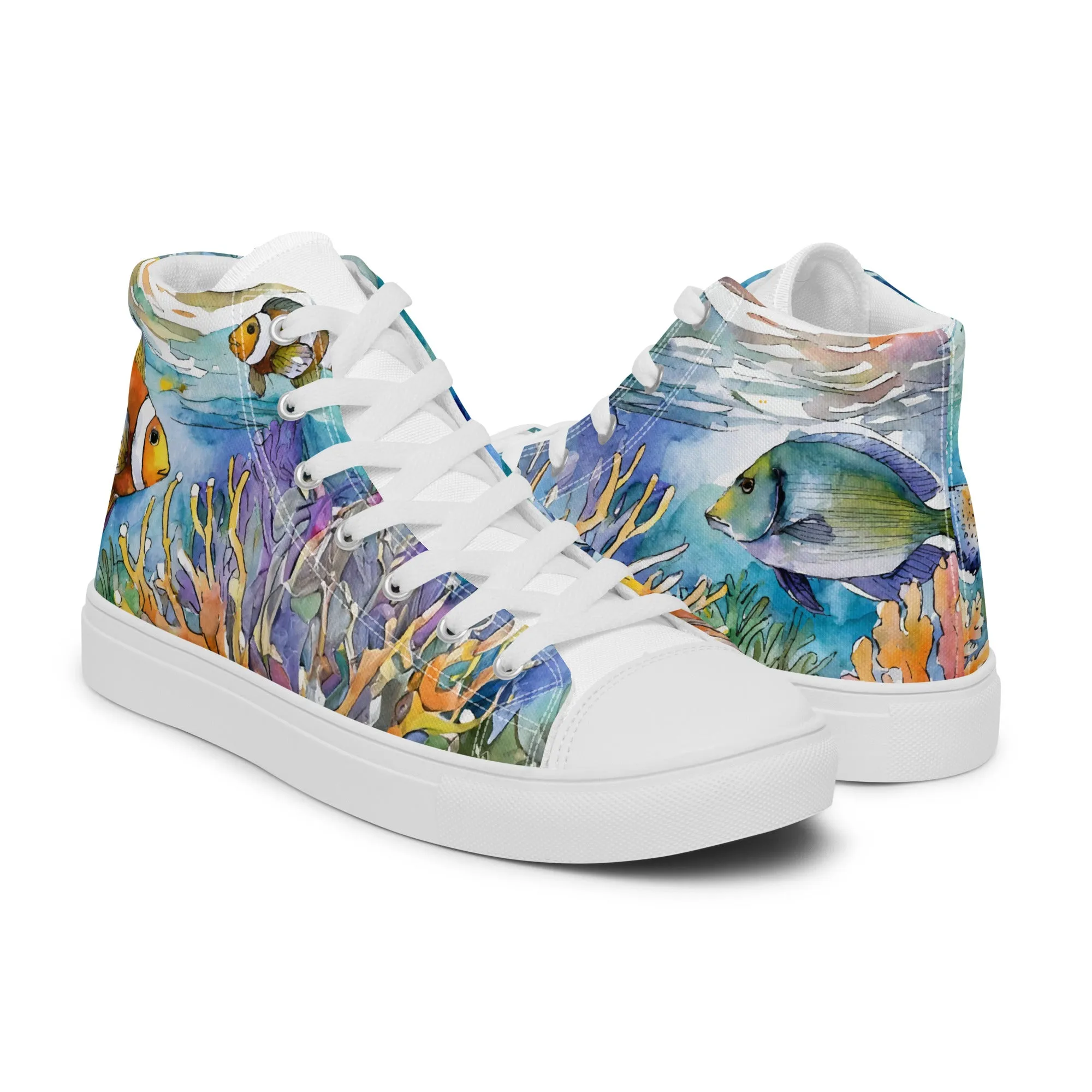 Men's Ocean Watercolor High Tops