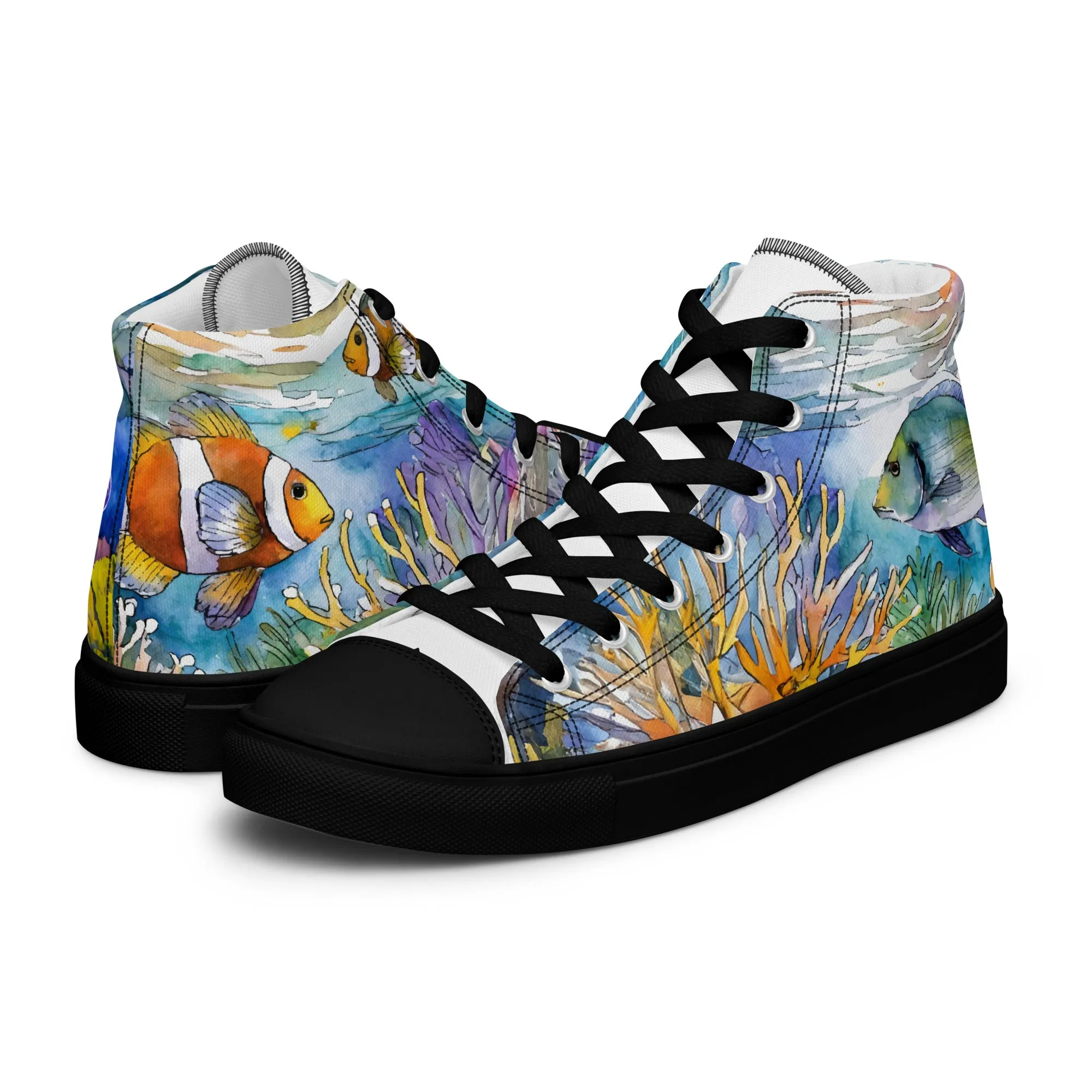Men's Ocean Watercolor High Tops