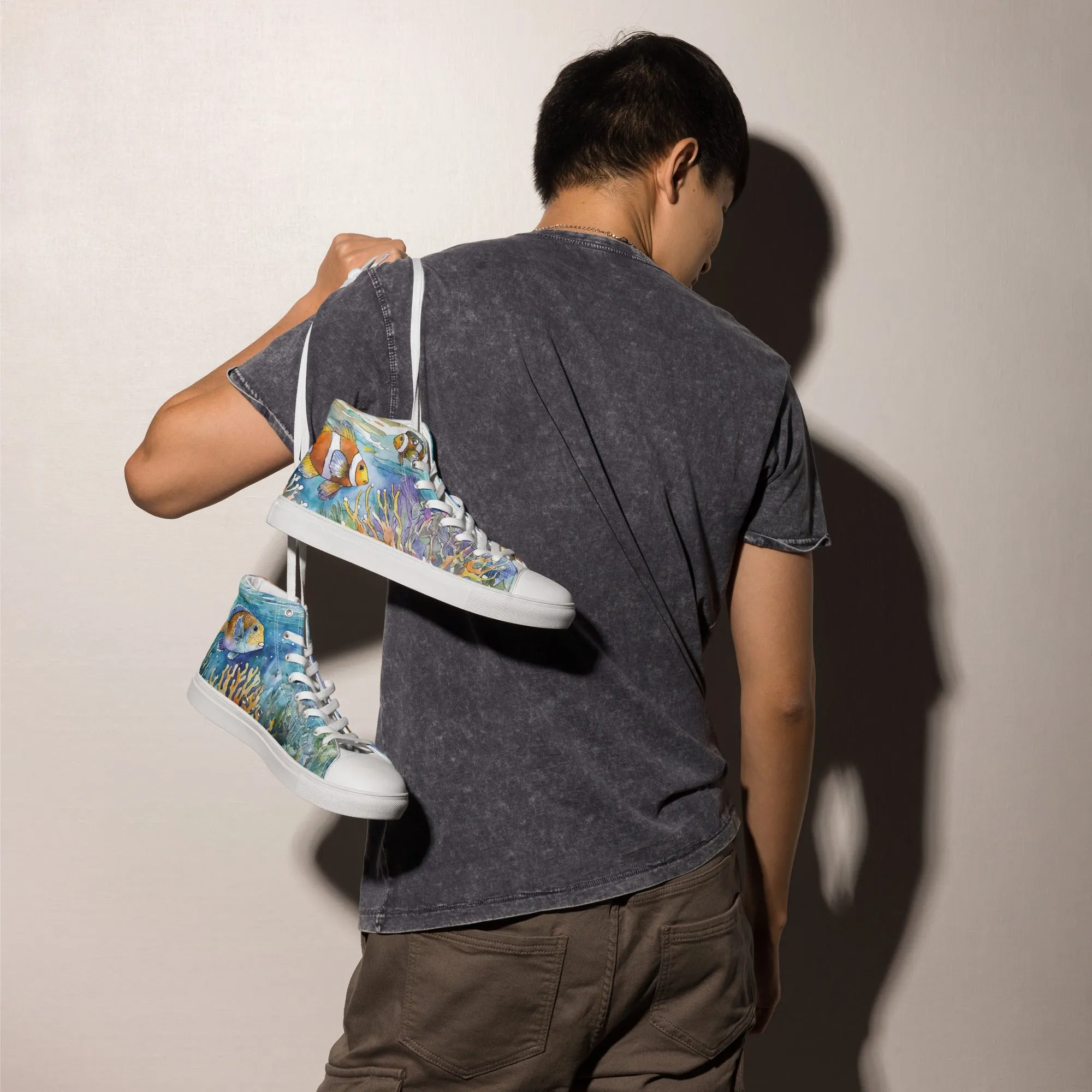 Men's Ocean Watercolor High Tops