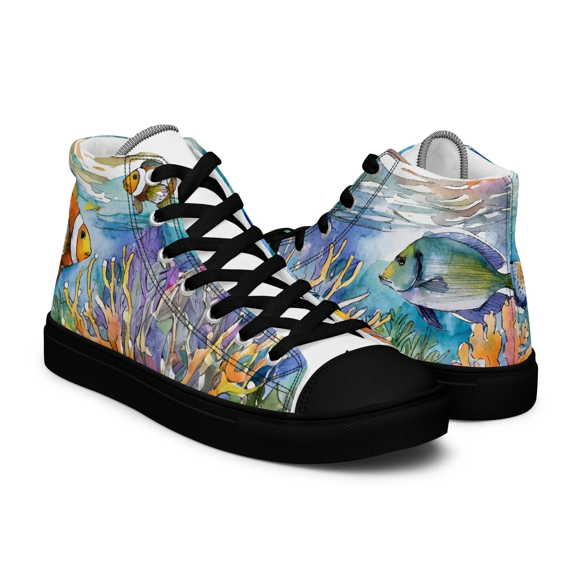 Men's Ocean Watercolor High Tops