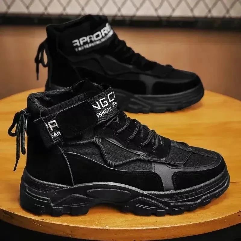Men's Platform Boots Fashion Desert Boots New Comfortable Non-slip Hiking Shoe High Top All-match Work Boots