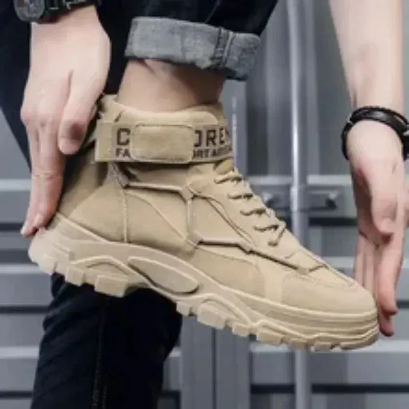 Men's Platform Boots Fashion Desert Boots New Comfortable Non-slip Hiking Shoe High Top All-match Work Boots
