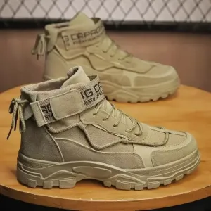 Men's Platform Boots Fashion Desert Boots New Comfortable Non-slip Hiking Shoe High Top All-match Work Boots