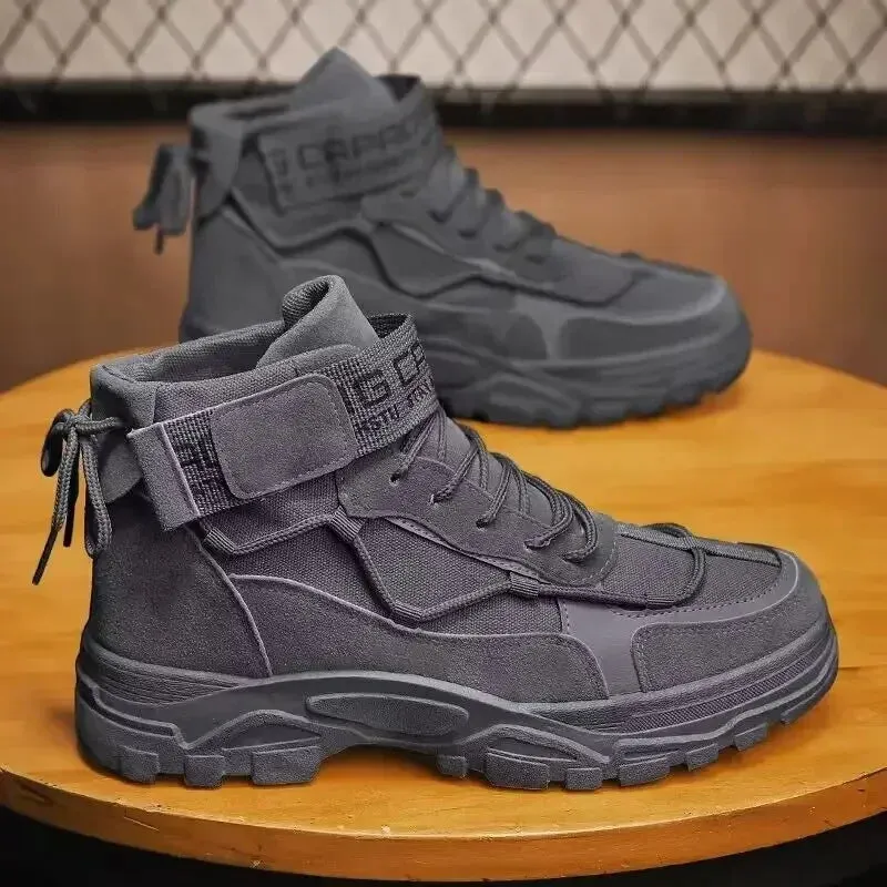 Men's Platform Boots Fashion Desert Boots New Comfortable Non-slip Hiking Shoe High Top All-match Work Boots