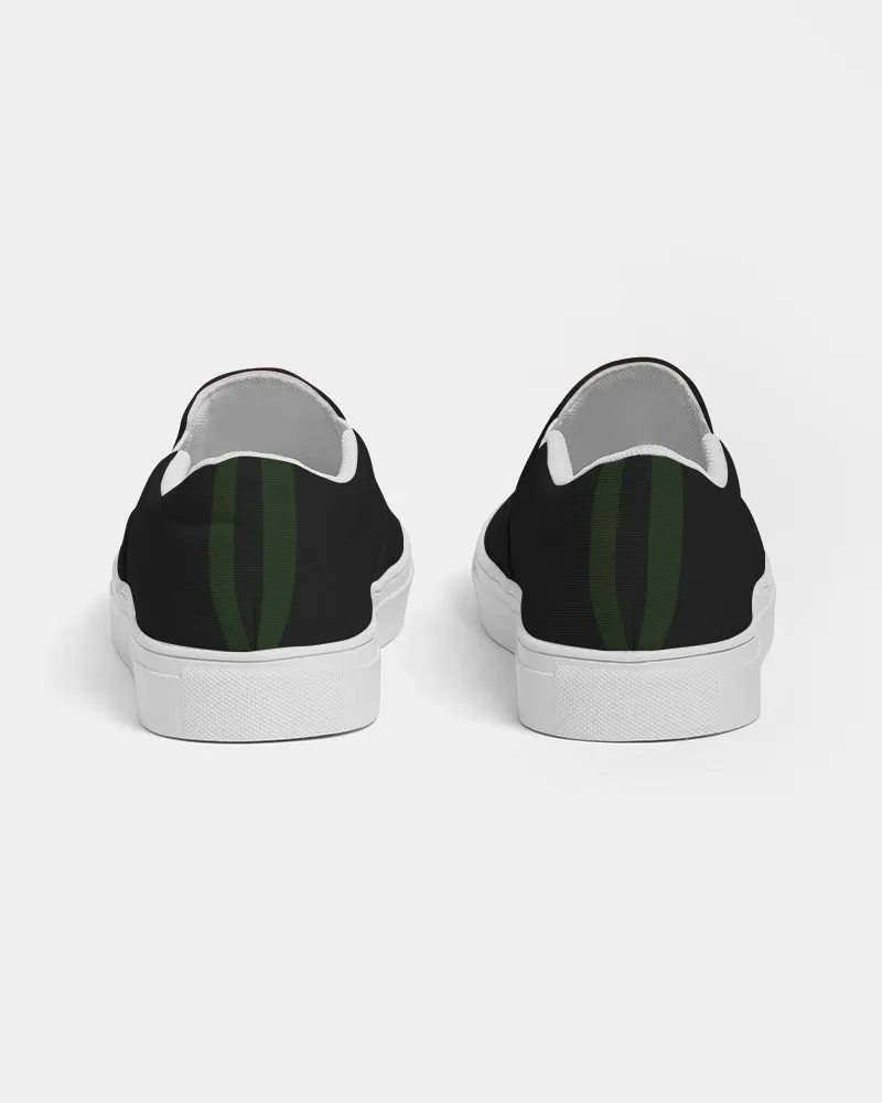 Mens Scarlets with Dark Green Stripes Slip-On Canvas Shoe