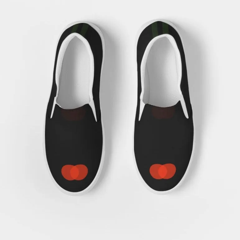 Mens Scarlets with Dark Green Stripes Slip-On Canvas Shoe