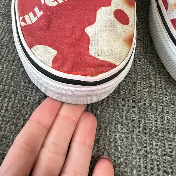 Metallica Vans Red and Black Slip-On Sneakers men’s 8