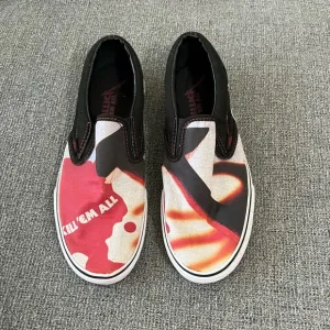 Metallica Vans Red and Black Slip-On Sneakers men’s 8