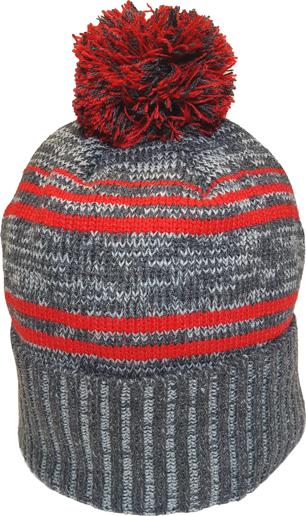 Micro Fleece Lined Pom Toque Charcoal Red
