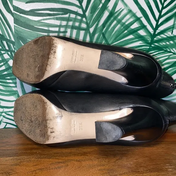 MIU MIU Black Leather Platform Zip Ankle Boots Women’s 39.5/9