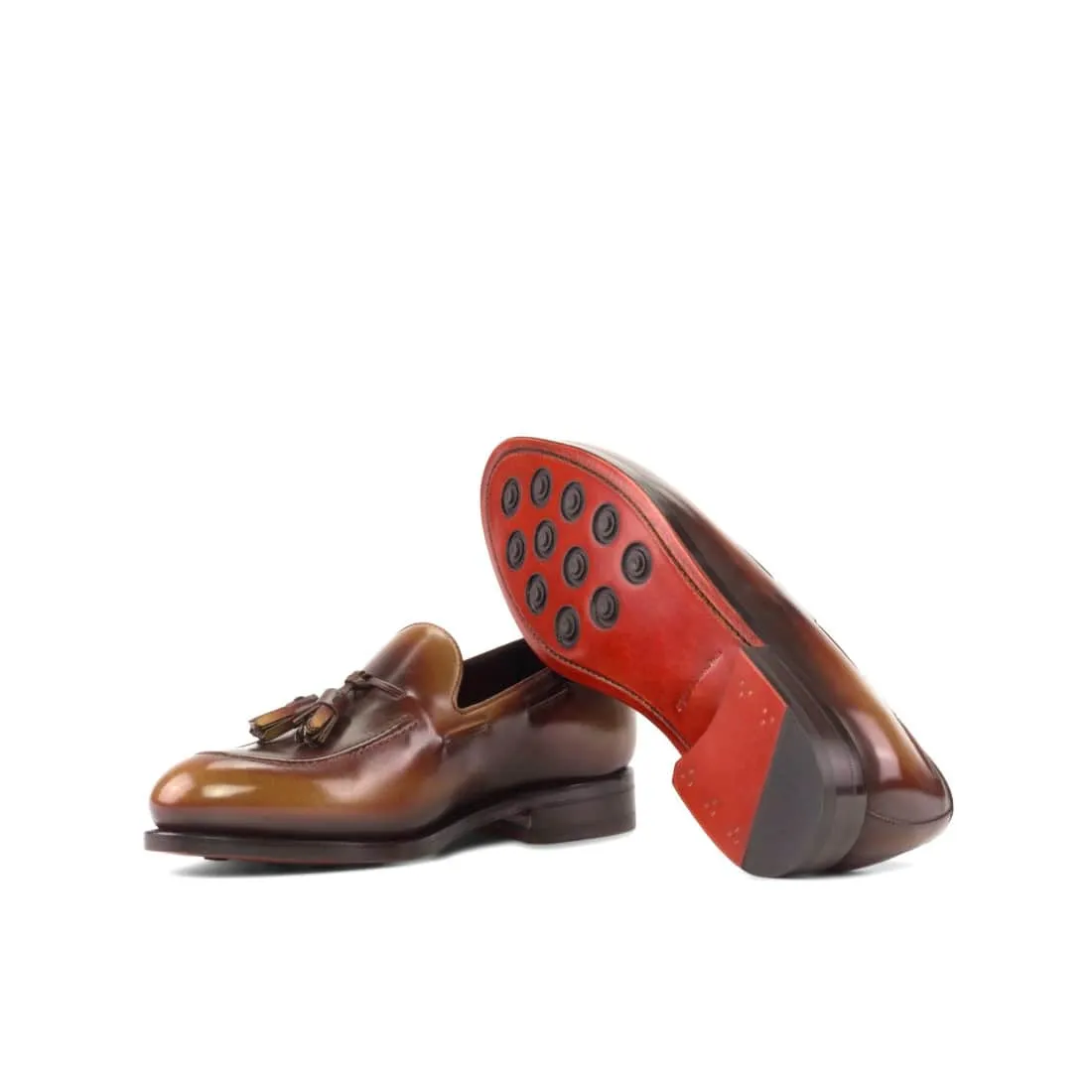 Mocassin à glands en cuir patiné marron clair