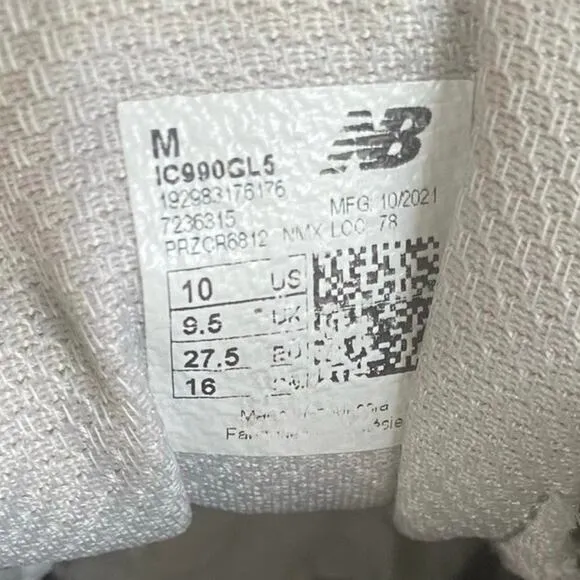 New Balance 990 V5 Grey/White Toddler Sneakers IC990GL5- SZ 10 C