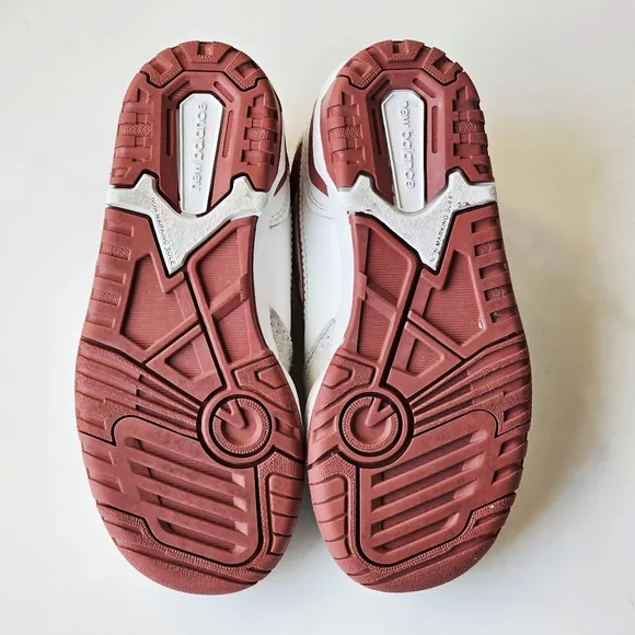 New Balance Kids 550 Lace-up Leather White Red Boys Sneakers Size 12