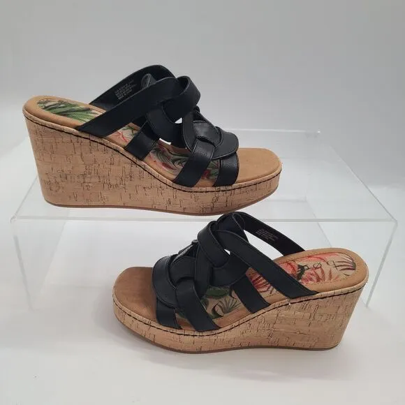 NEW B.O.C. Cora Platform Wedge Sandal Black SZ-10 Comfort Open Toe Boho