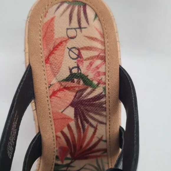 NEW B.O.C. Cora Platform Wedge Sandal Black SZ-10 Comfort Open Toe Boho