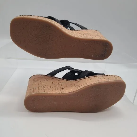 NEW B.O.C. Cora Platform Wedge Sandal Black SZ-10 Comfort Open Toe Boho