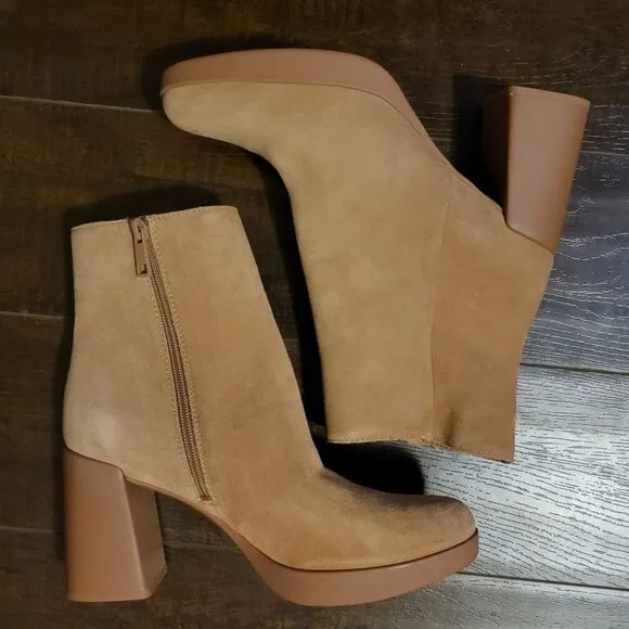 NEW Naturalizer Booties Womens 9 Neutral Tan Suede Retro Chic Boho Comfort