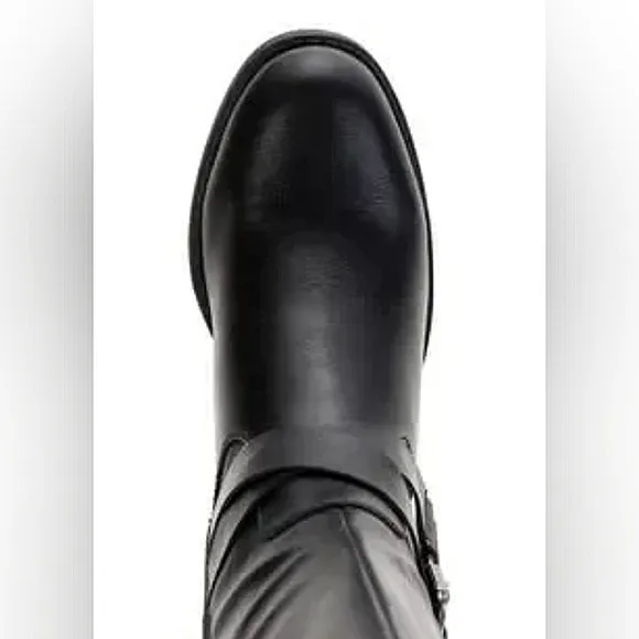 New w/Box Style &amp; Co Marliee Faux Leather Black Mid-High Riding Boots Size 6