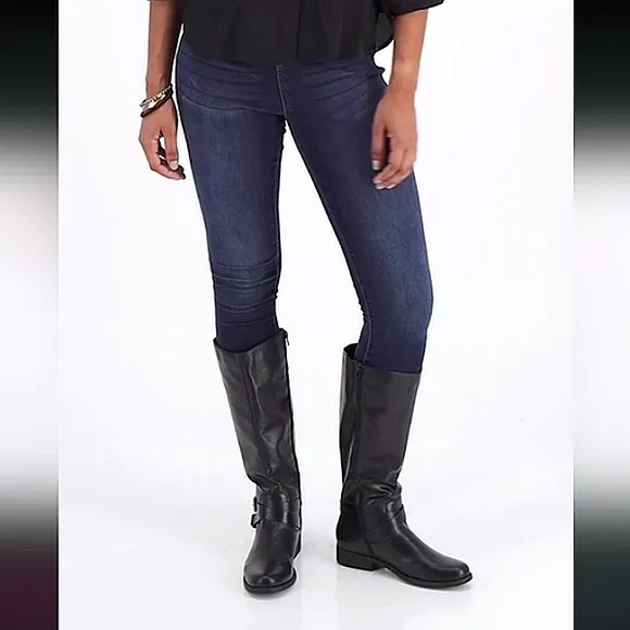 New w/Box Style &amp; Co Marliee Faux Leather Black Mid-High Riding Boots Size 6