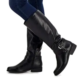 New w/Box Style &amp; Co Marliee Faux Leather Black Mid-High Riding Boots Size 6