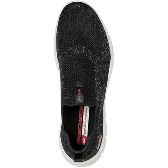 NWT Skechers Men's Glide-Step Flex Sneaker, Black Knit Trim, Size 10